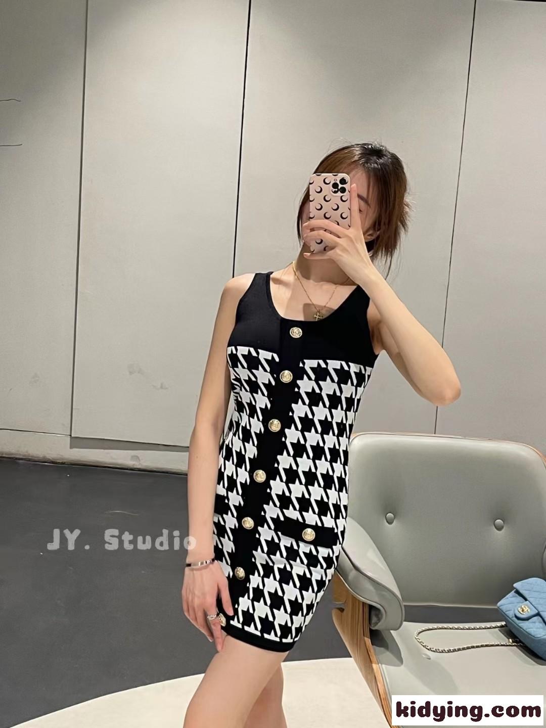 セクシー フェミニン 上品 ノースリーブ バルマン ワンピース コピー スリム レディース ドレス 春夏 スウィート-0