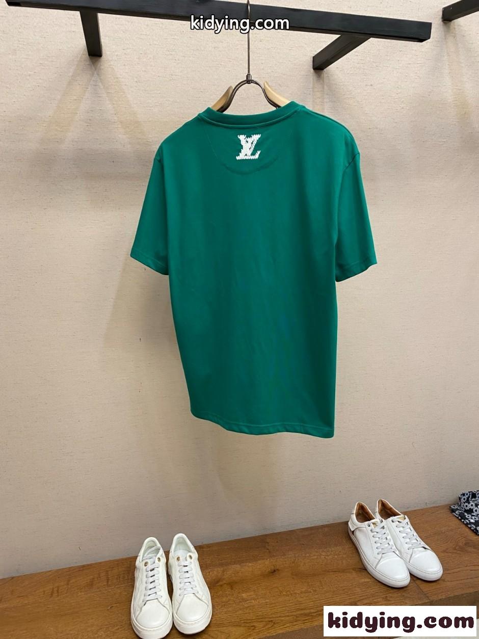 エンブロイダリー シグネチャーTシャツ ルイ・ヴィトン Tシャツ コピー グリーン-1