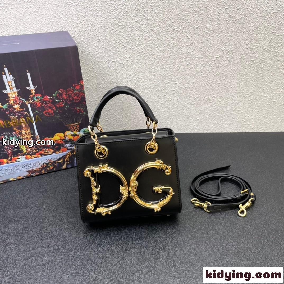 DG GIRLS バッグ スモール カーフスキン ドルチェ&ガッバーナ バッグ コピー ハンドバッグ ブラック-0