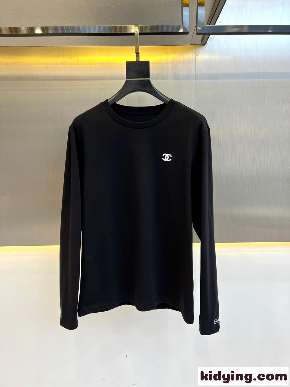 シャネル Tシャツ 偽物 カジュアル 快適 コットンジャージー 長袖Tシャツ ブラック-0