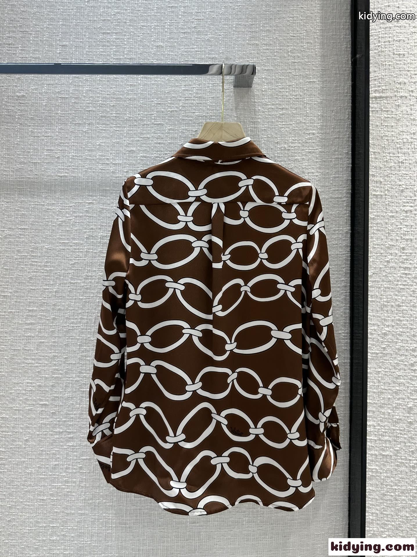 ヴァレンティノ シャツ コピー レディース Valentino CHAIN 1967 シャツ シルク ロゴ-4