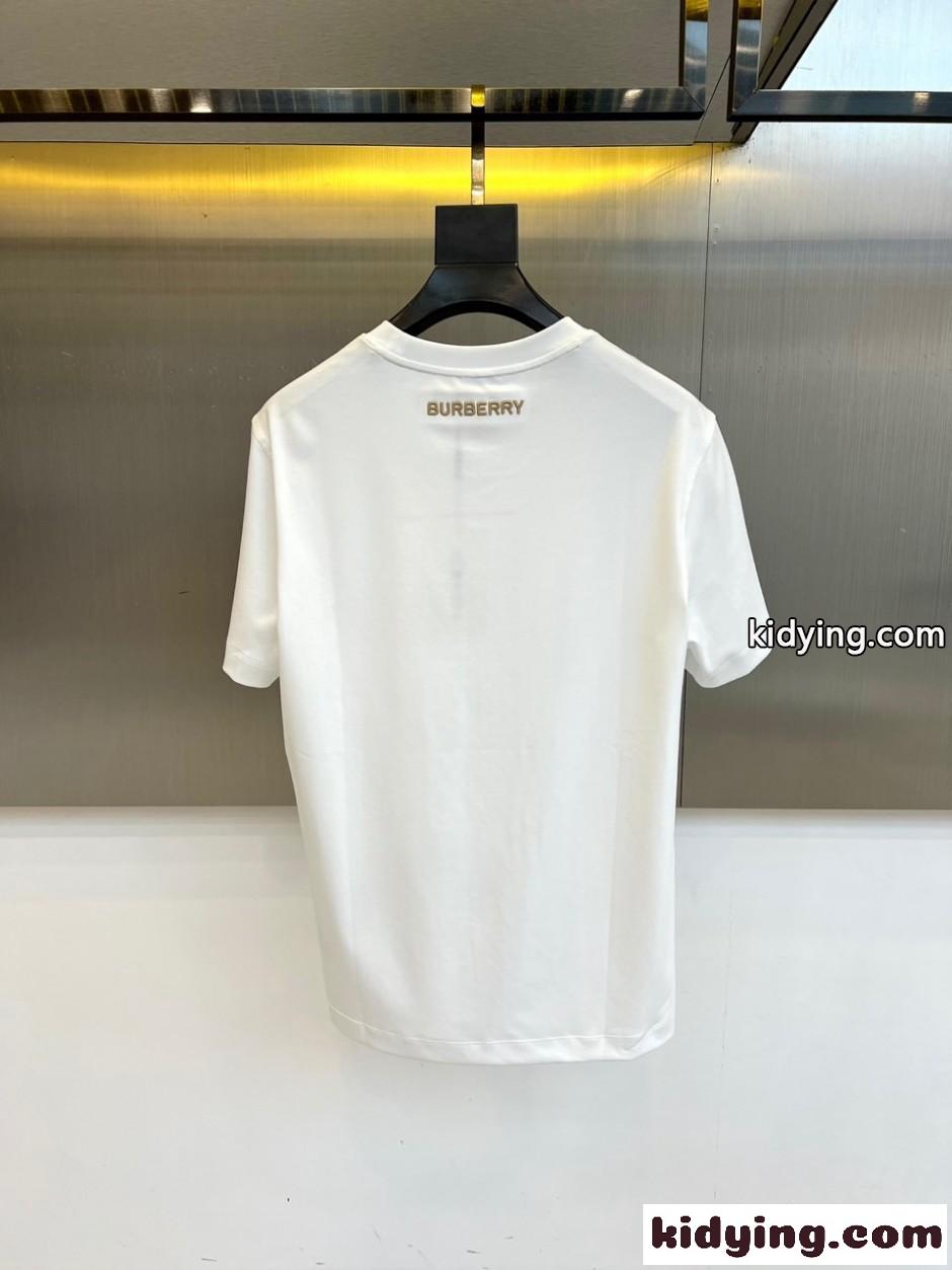 シンプル 馬上の騎士 半袖Tシャツ バーバリー Tシャツ 偽物 クルーネック ホワイト-4