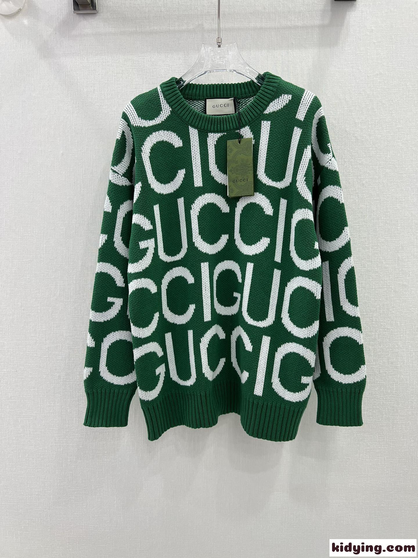 GUCCI インターシャ ウール セーター グッチ セーター コピー グリーン-1