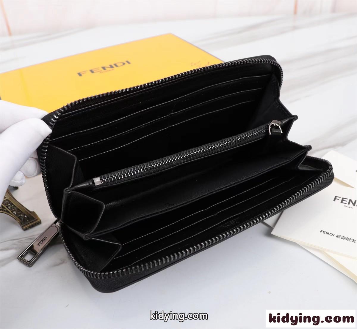 エンボス FFロゴ レザー 長財布 フェンディ 財布 コピー ウォレット ブラック-3
