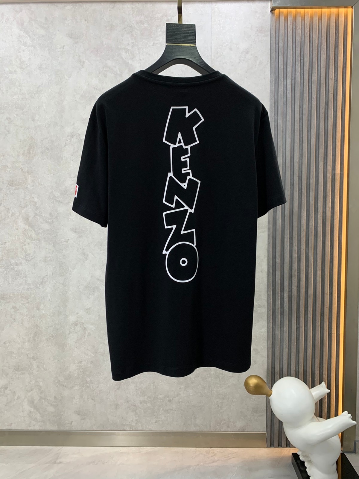 遊び心いっぱい BOKE BOY プリント クルーネック ケンゾー Tシャツ コピー ブラック-2