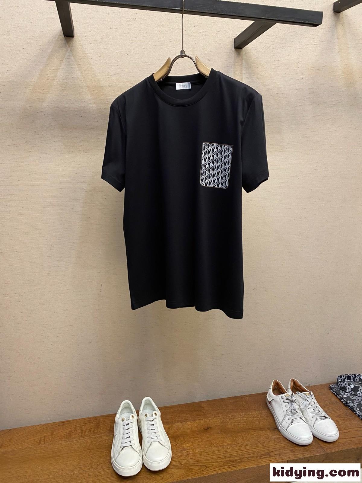 シルケットスムースロゴTシャツ クリスチャン・ディオール Tシャツ コピー ブラック-1
