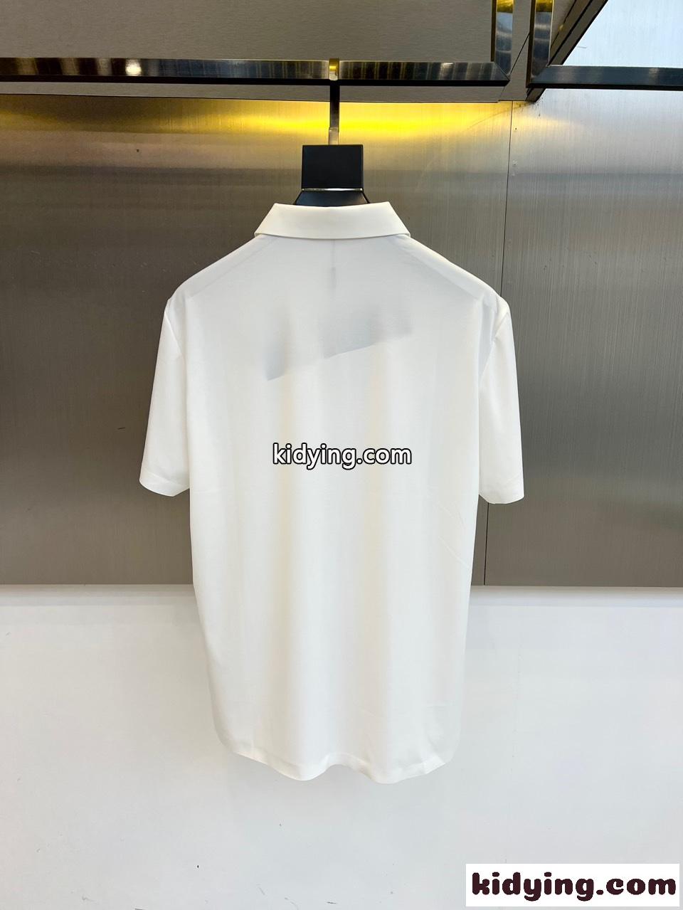 カジュアル 上品 ロゴ 半袖ポロシャツ アルマーニ Tシャツ 偽物 コットン ホワイト-4