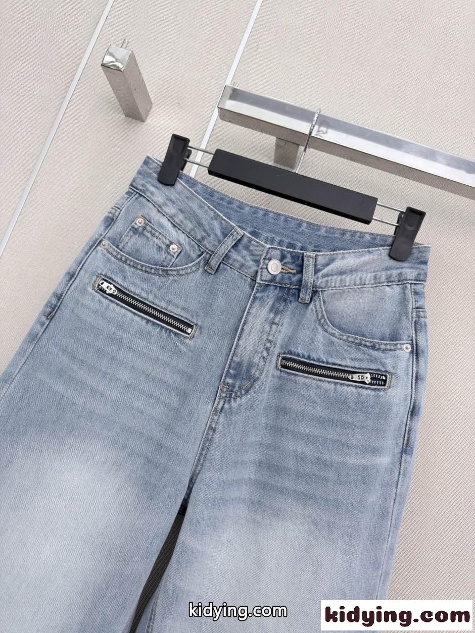 おしゃれ ジップディテール ワイド デニムパンツ アレキサンダーワング ジーンズ コピー-2