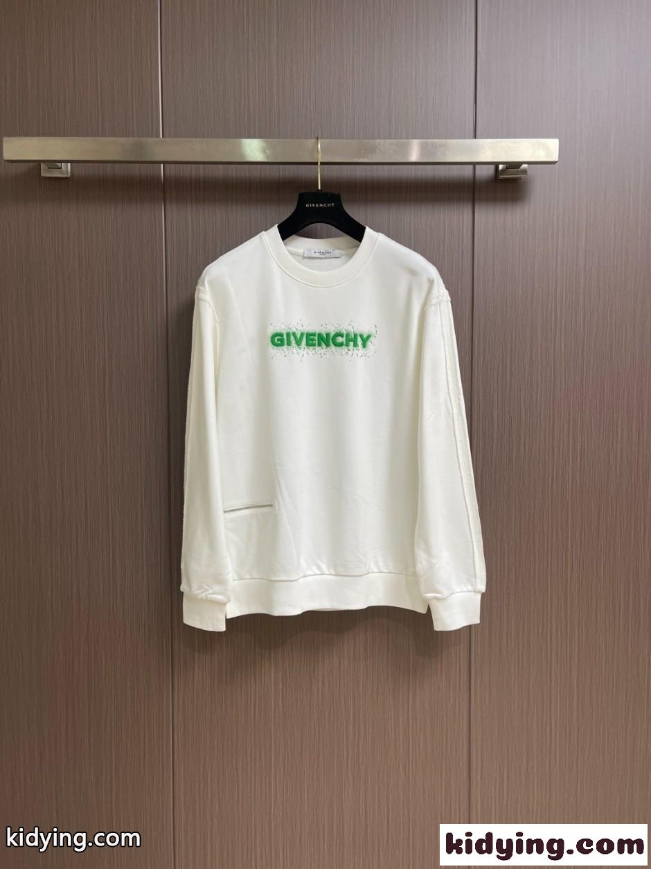 ロゴ入り クルーネック スウェットシャツ ジバンシィ Tシャツ 偽物 ホワイト-1