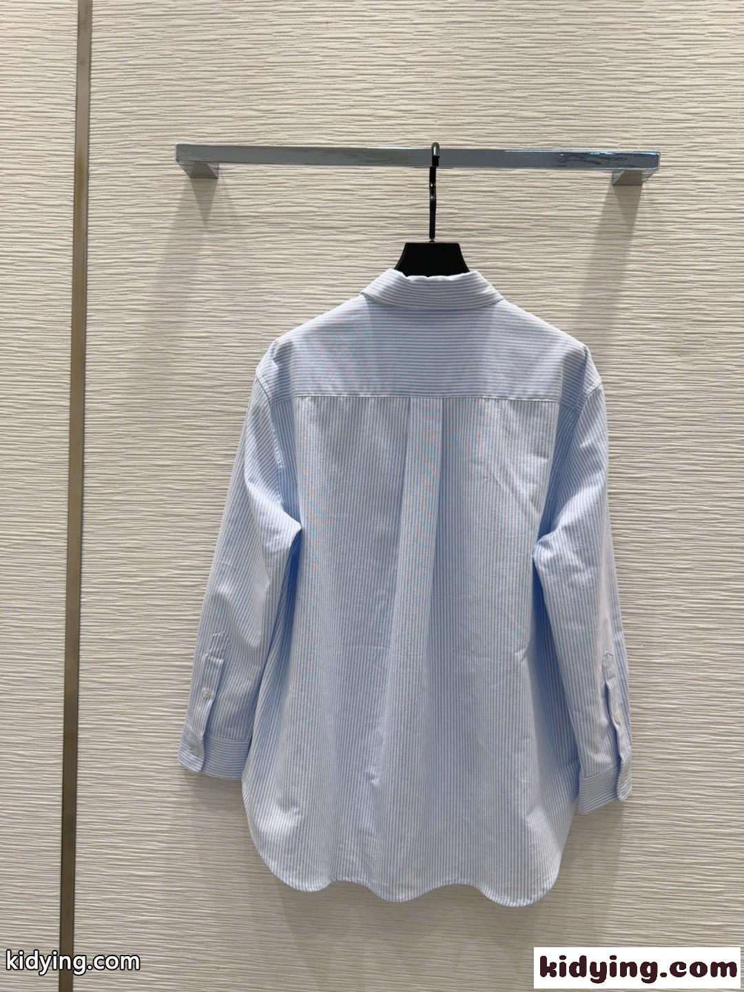 カジュアル ストライプ アレキサンダーワング シャツ コピー 長袖シャツ ブルー-4