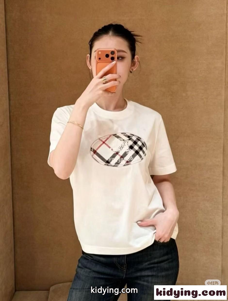 チェック ナイトスタンプ コットンTシャツ バーバリー Tシャツ コピー ホワイト-4