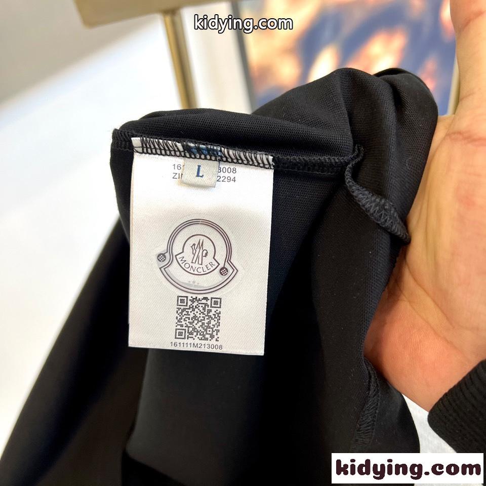 カジュアル 刺繍入り コットン 半袖Tシャツ モンクレール Tシャツ コピー ブラック-1