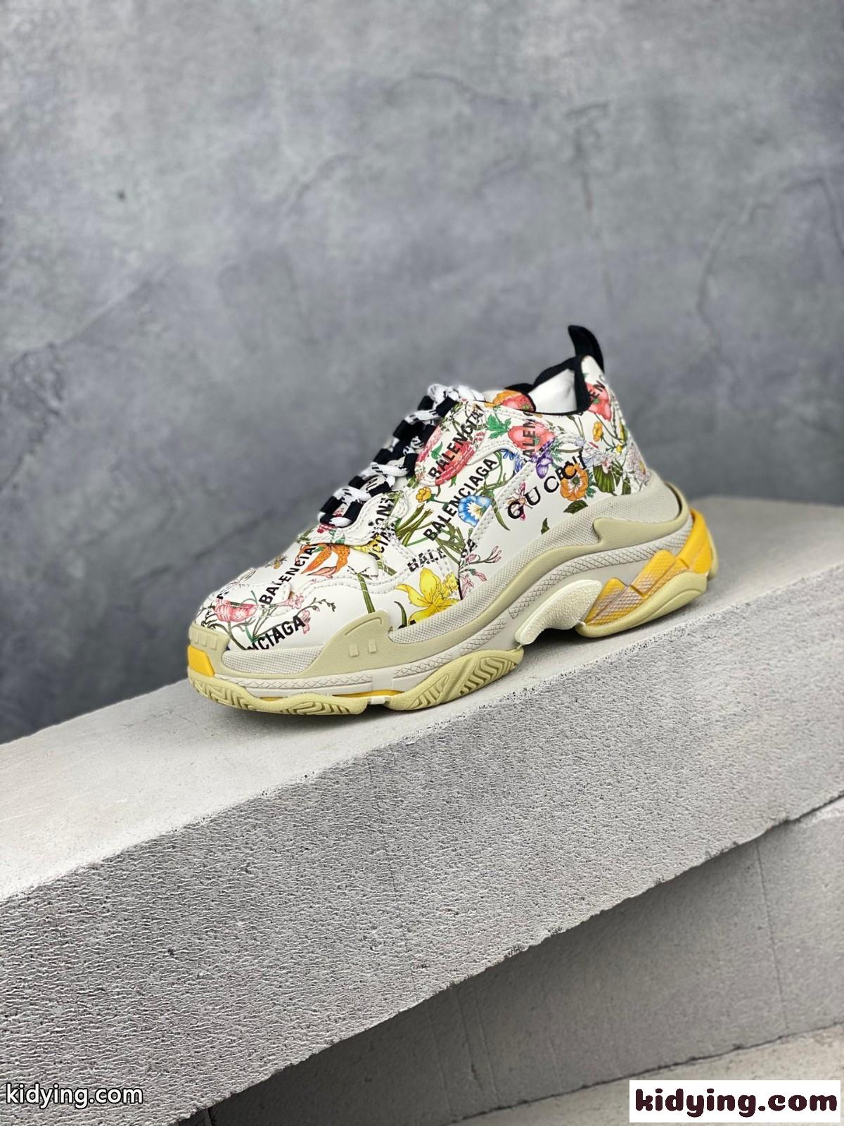 Balenciaga x GUCCI 個性的 花柄 人気 レースアップスポーツジューズ レディース メンズ おしゃれ バレンシアガ スニーカー コピー 厚底-0