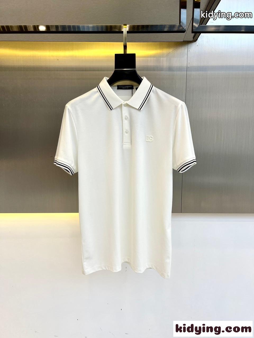 定番 カジュアル コットンピケ ポロシャツ ドルチェ&ガッバーナ Tシャツ コピー ホワイト-0