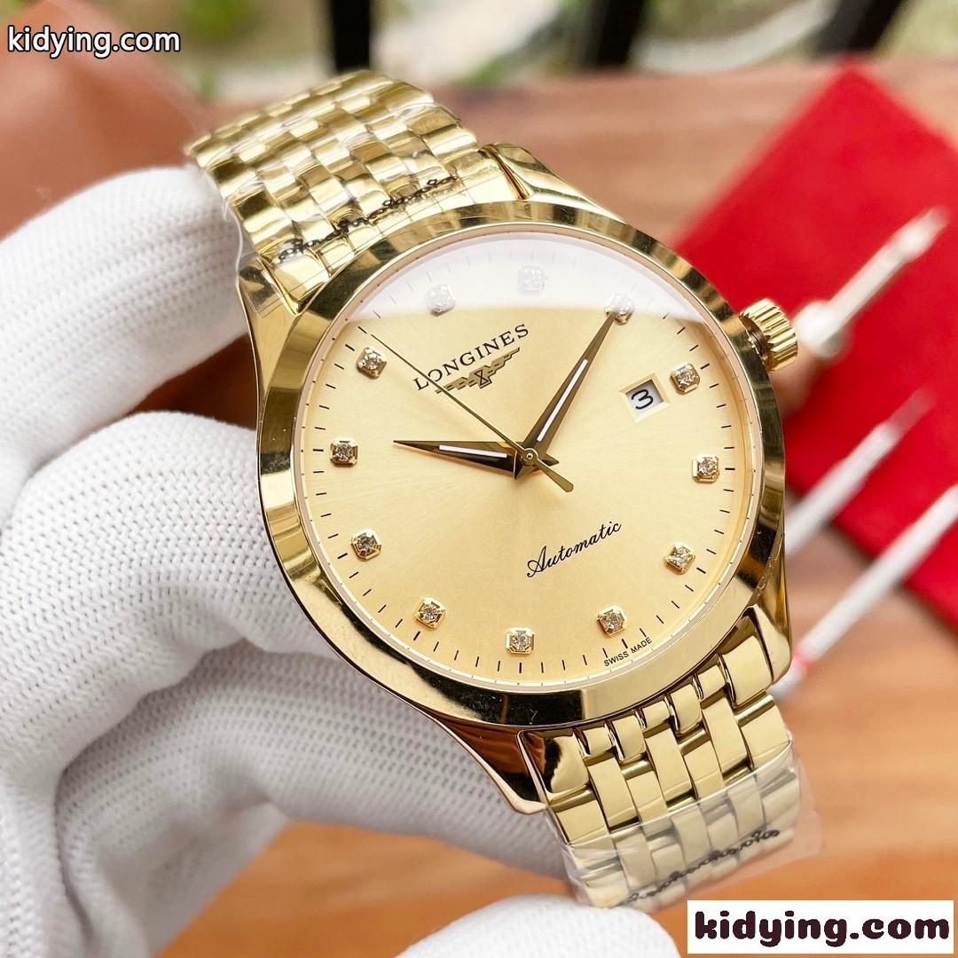 ロンジン 時計 コピー メンズ おしゃれ 高級 腕時計 うで時計 シンプル 41mm 人気 シルバー ゴールド 日付表示-1
