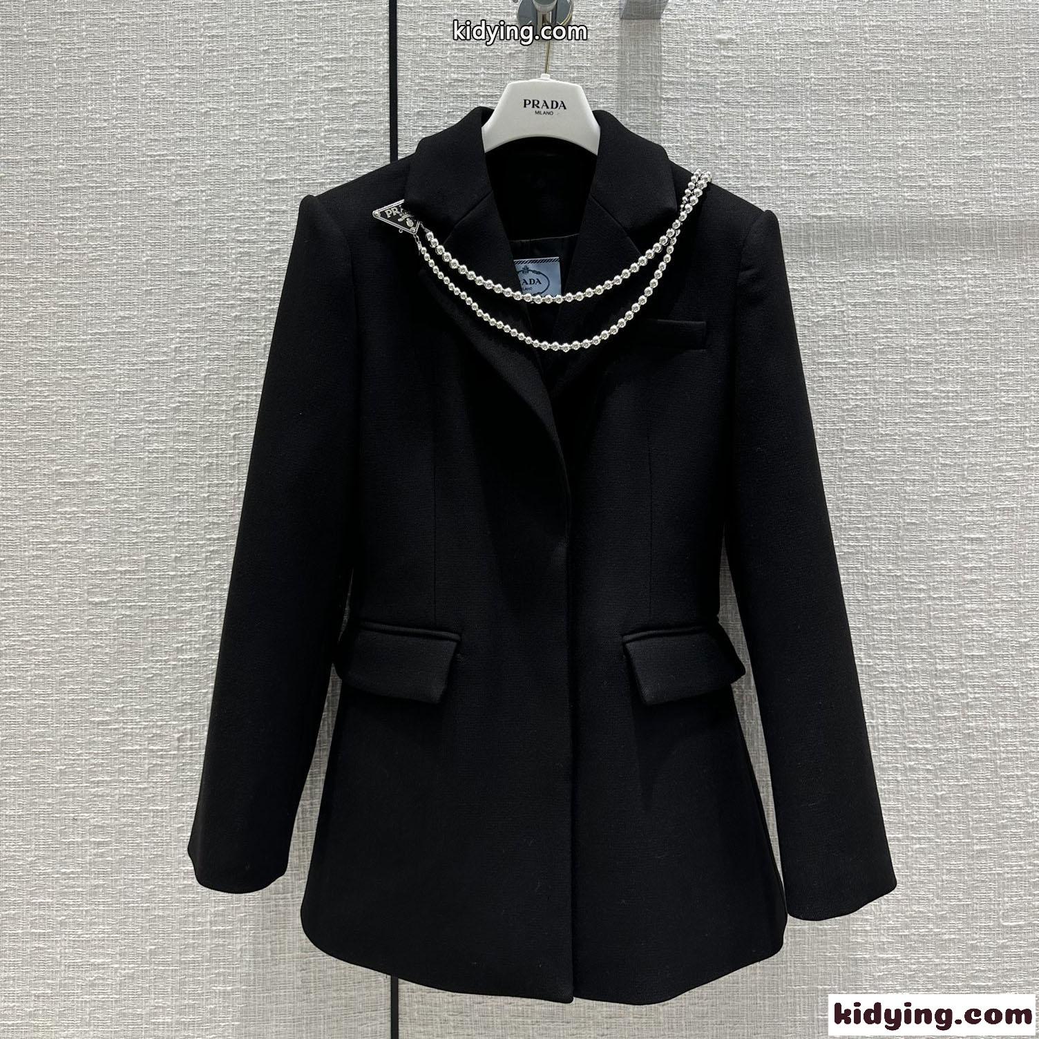 プラダ ジャケット コピー スリム 女性らしい 上品 エレガント ウール シングルブレスト-0
