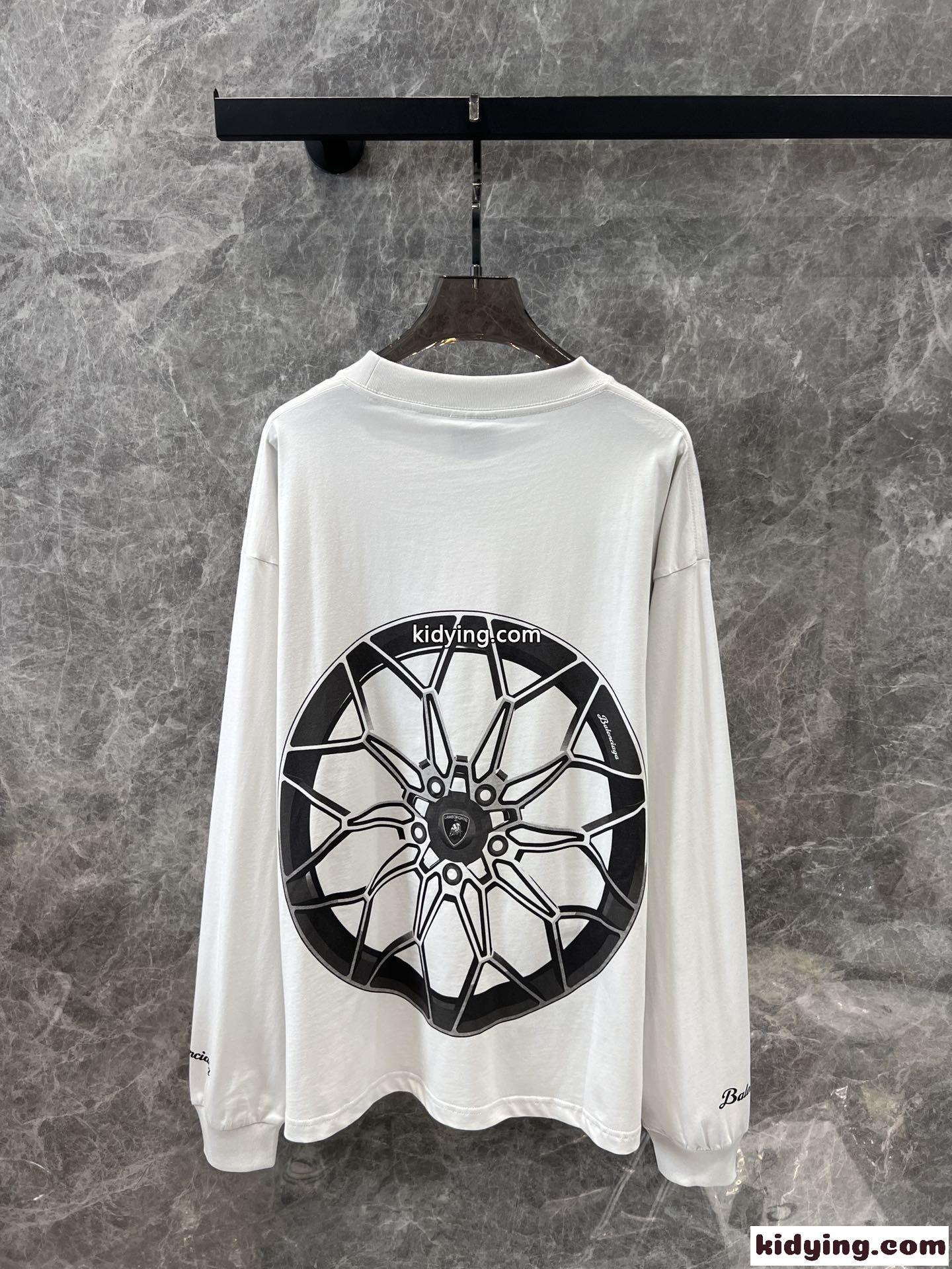 カジュアル プリント コットン 長袖Tシャツ バレンシアガ Tシャツ 偽物 ユニセックス-1