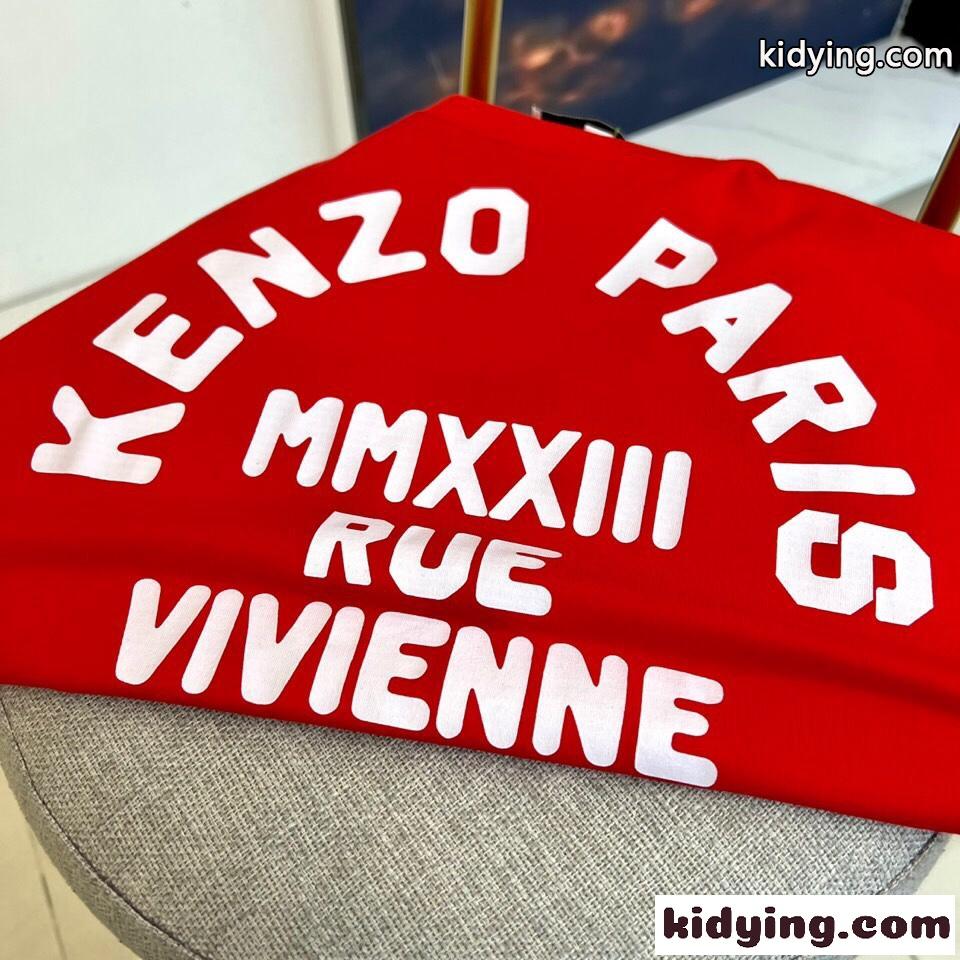 KENZO RUE VIVIENNE プリント クルーネック ケンゾー Tシャツ コピー レッド-4