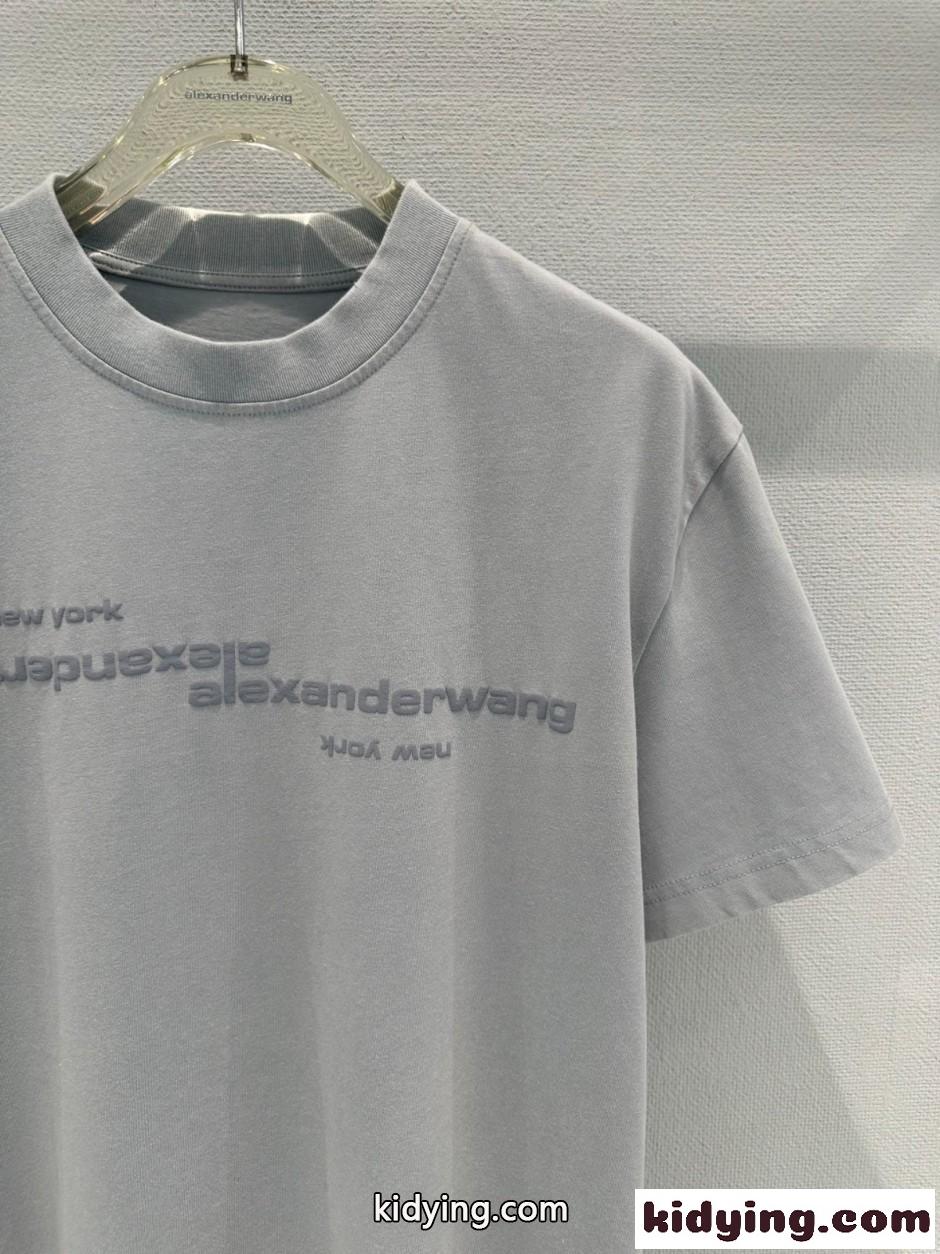 ユニセックス ロゴ入り 半袖Tシャツ アレキサンダーワング Tシャツ コピー グレー-2