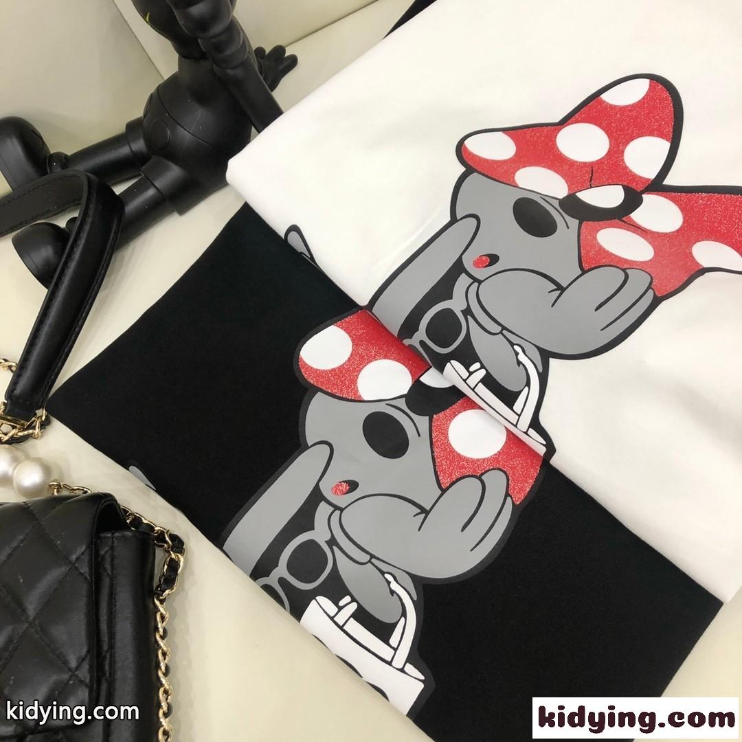 可愛い プリント 人気 定番 クルーネック セリーヌ tシャツ コピー 半袖 春夏 カジュアル きれいめ ホワイト ブラック-4