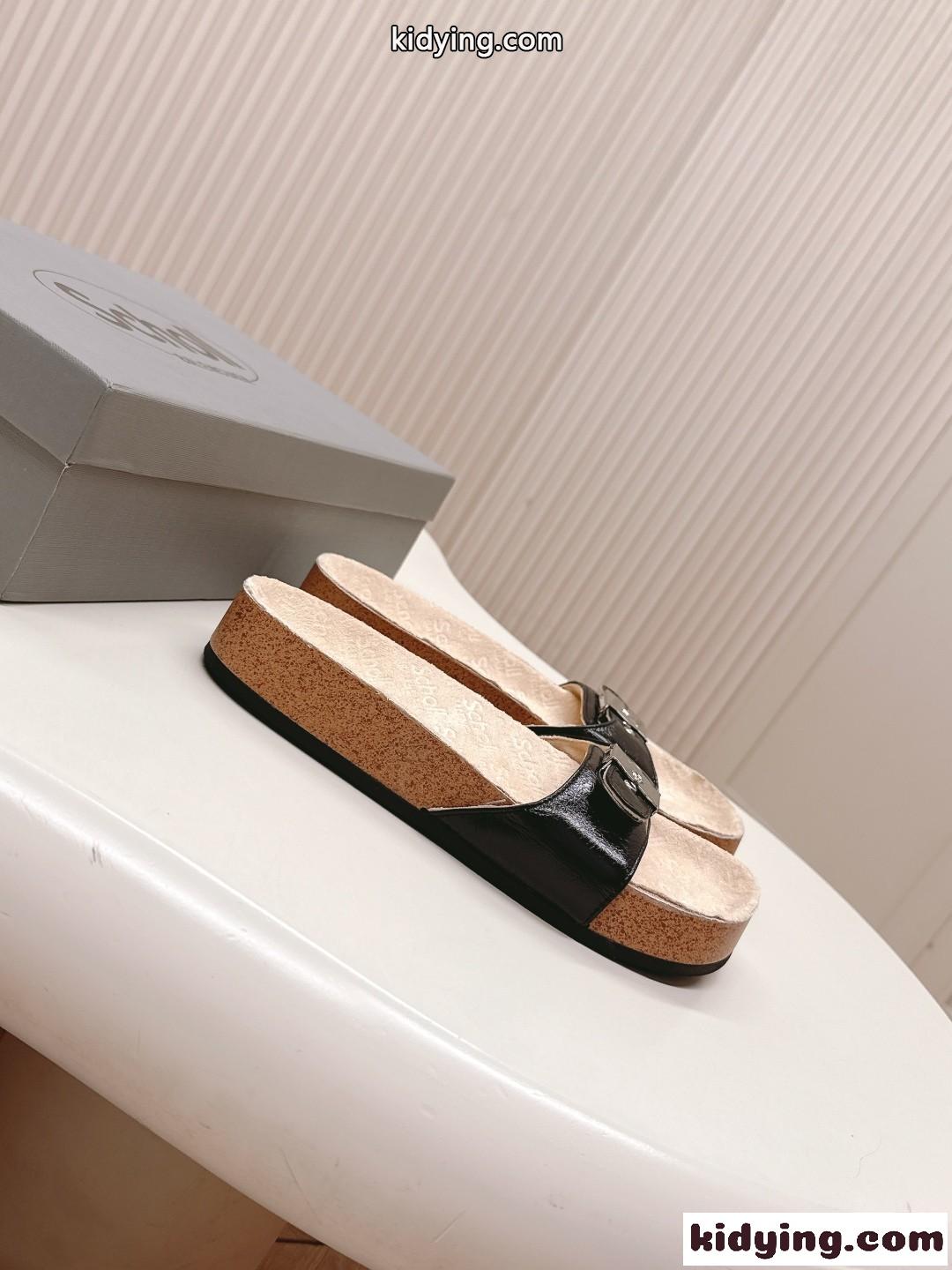 BALENCIAGA I Scholl フラット サンダル バレンシアガ サンダル コピー ブラック-2