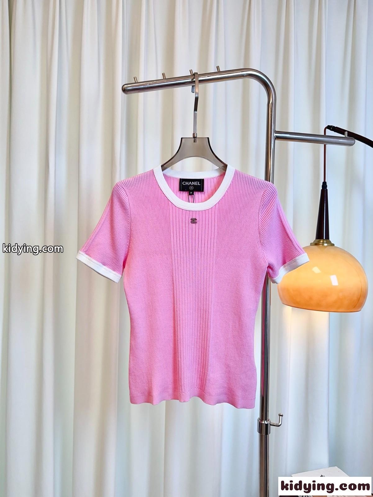 大人 上品 ココビーチ ニットトップス シャネル Tシャツ 偽物 ピンク-0