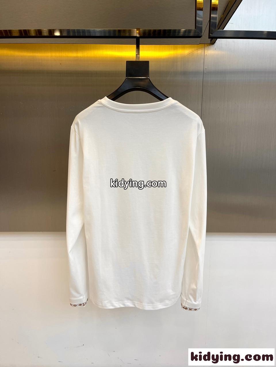 シンプル コットン 長袖Tシャツ ルイ・ヴィトン Tシャツ コピー ホワイト-3