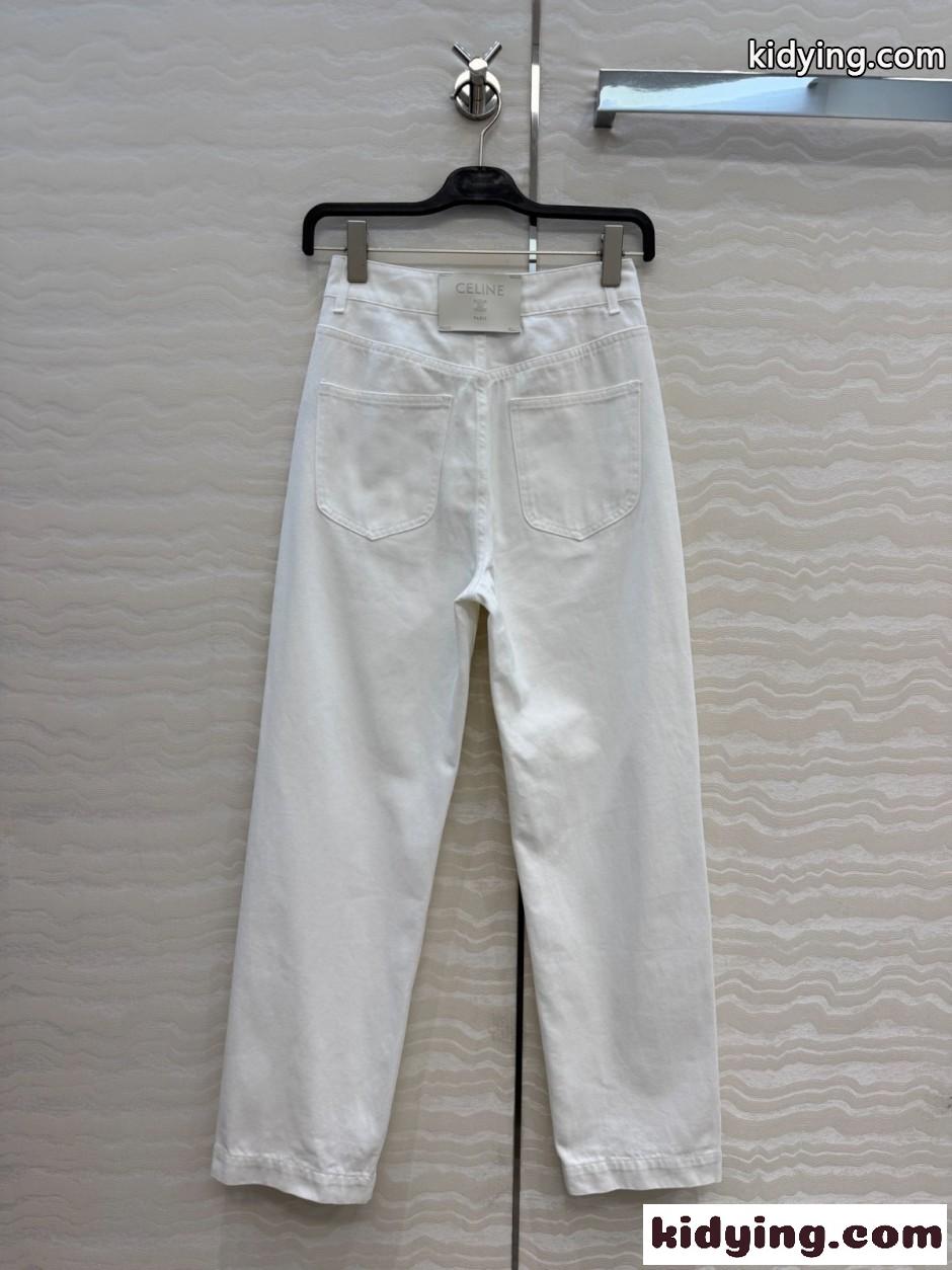 上品 合わせやすい デニムパンツ セリーヌ ジーンズ 偽物 ホワイト-3