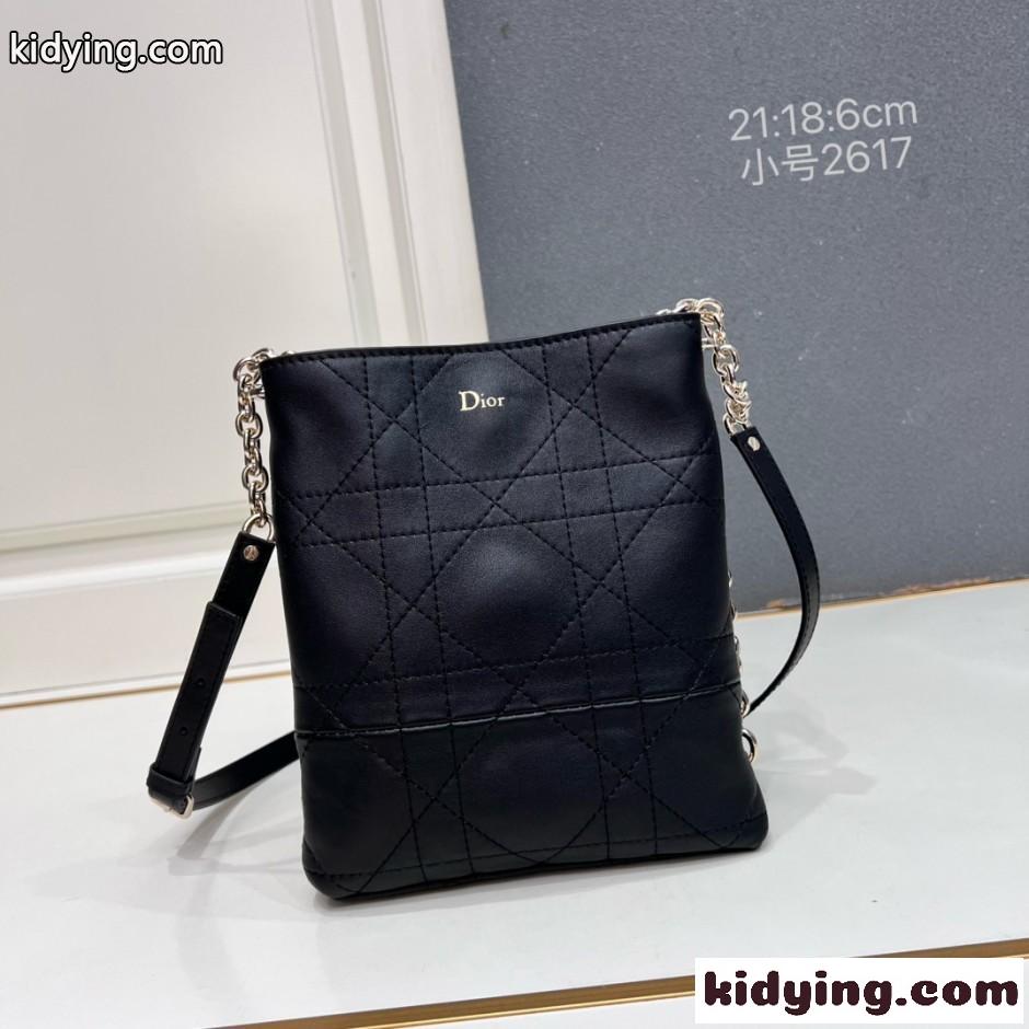 Dior Trianon チェーン付き バーティカルバッグ スモール クリスチャン・ディオール コピー ブラック-0