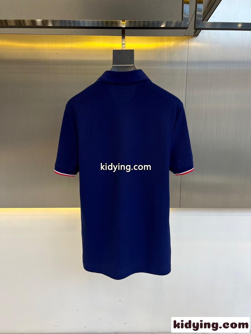 定番 コットンピケ ポロシャツ モンクレール 半袖Tシャツ コピー ブルー-4