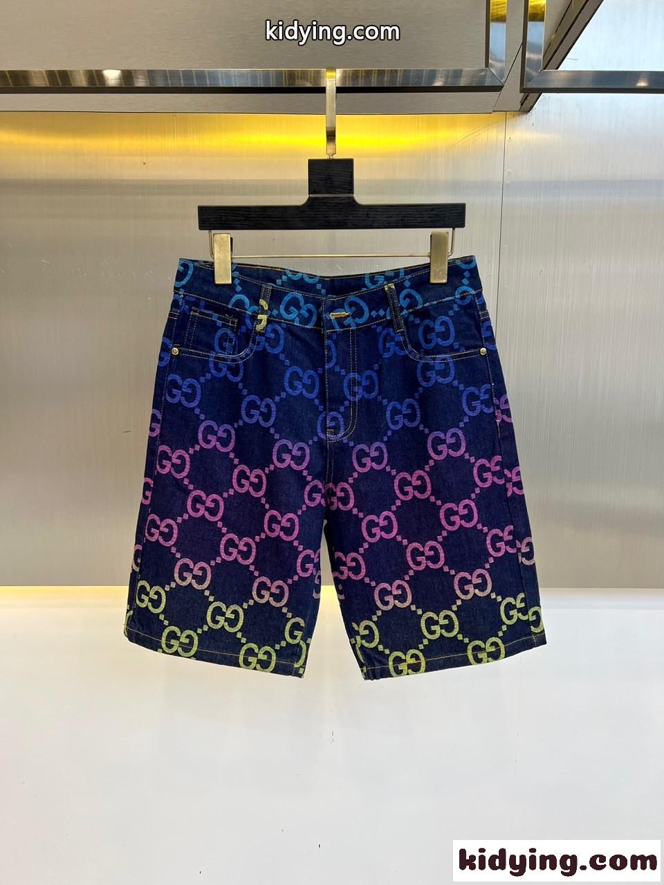 注目される GG グッチ パンツ 偽物 デニム ショートパンツ-0