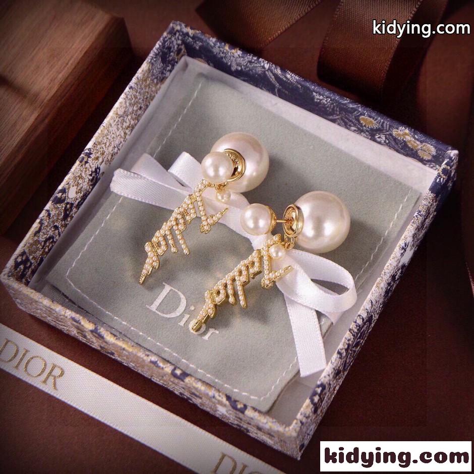 JAdior レタリング パールピアス クリスチャン・ディオール イヤリング 偽物-4