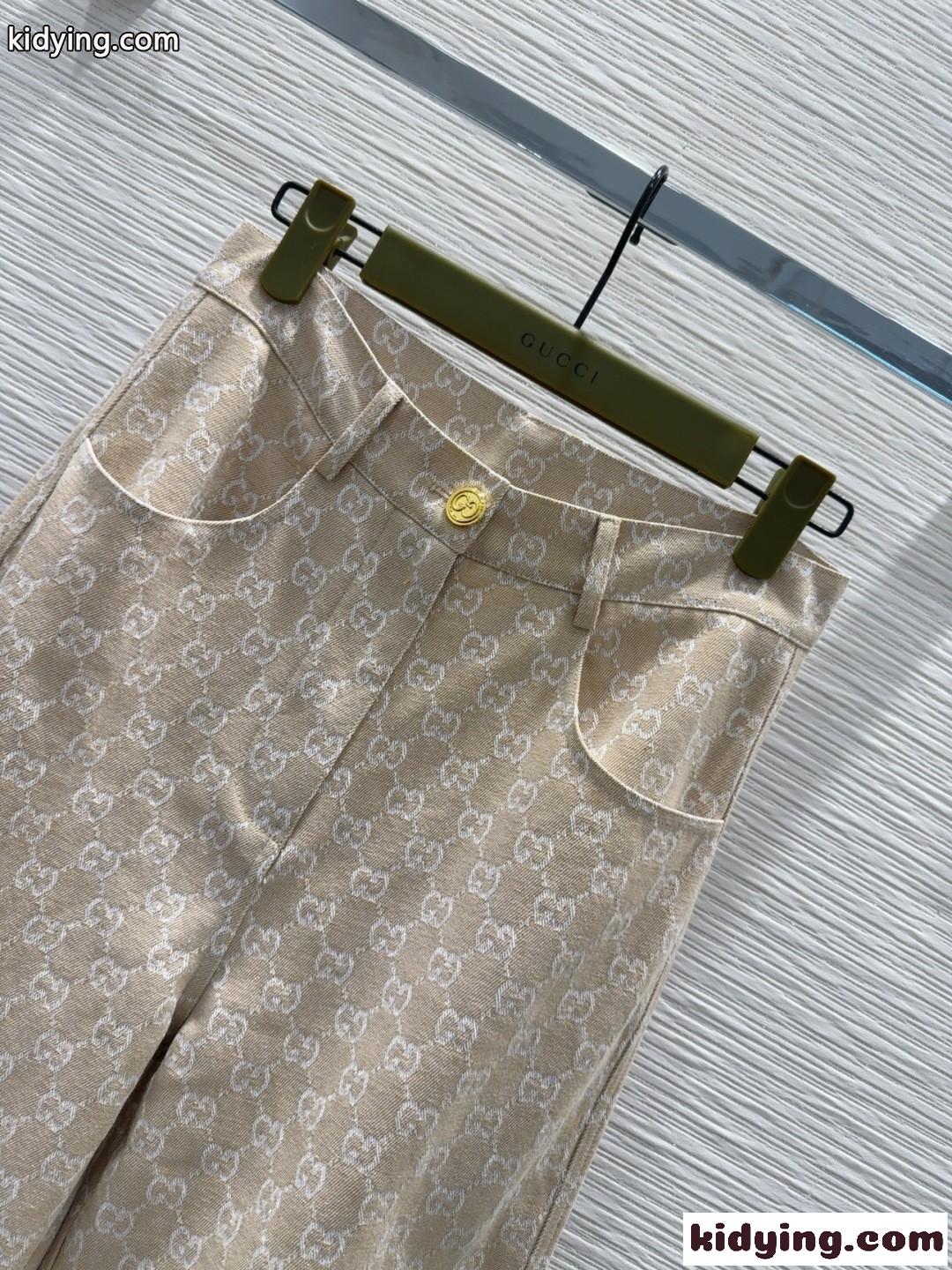 GGジャカード ロングパンツ グッチ パンツ 偽物 ズボン ベージュ-2