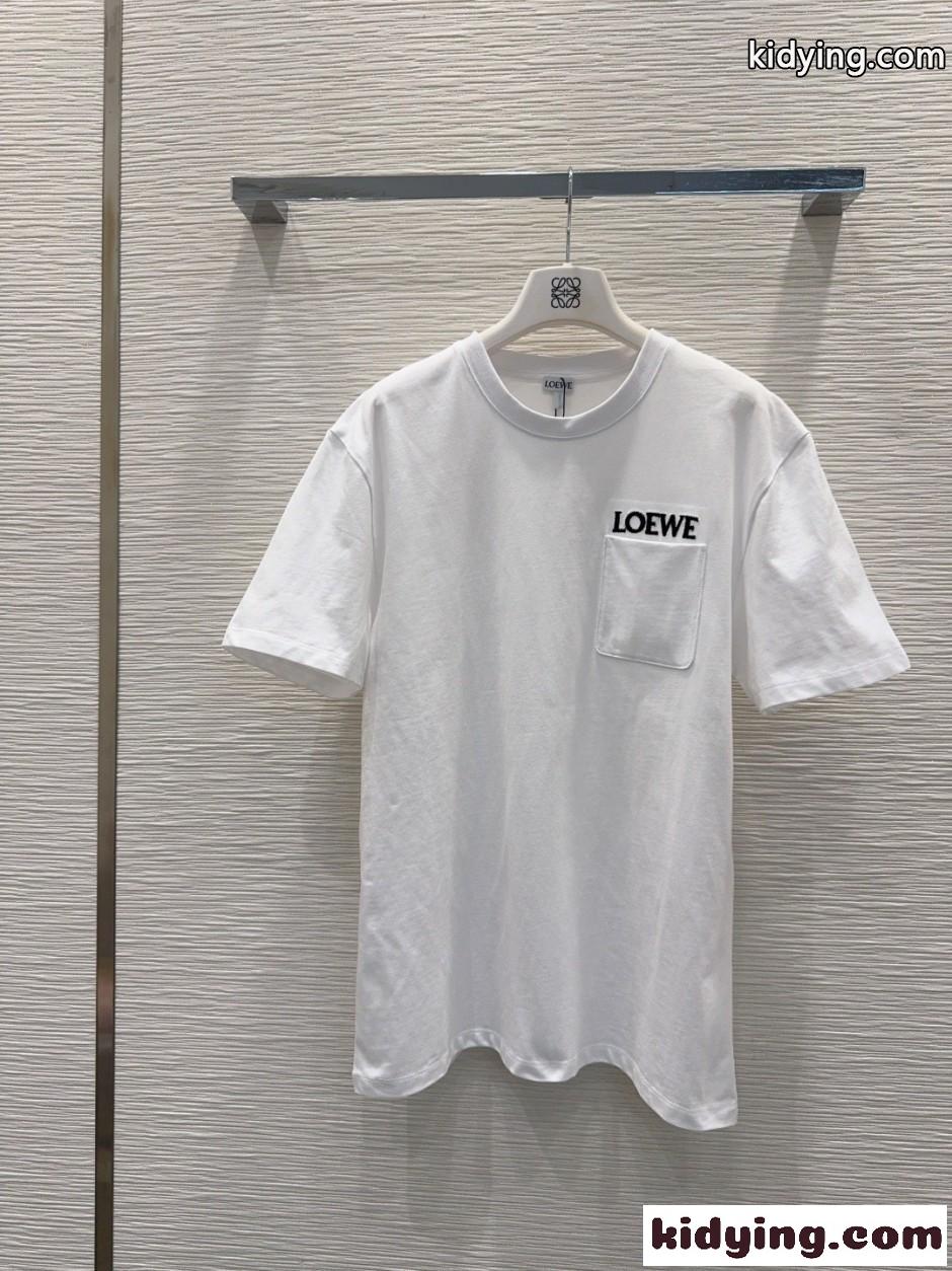 ロゴ入り クルーネック 半袖Tシャツ ロエベ Tシャツ コピー ホワイト-1