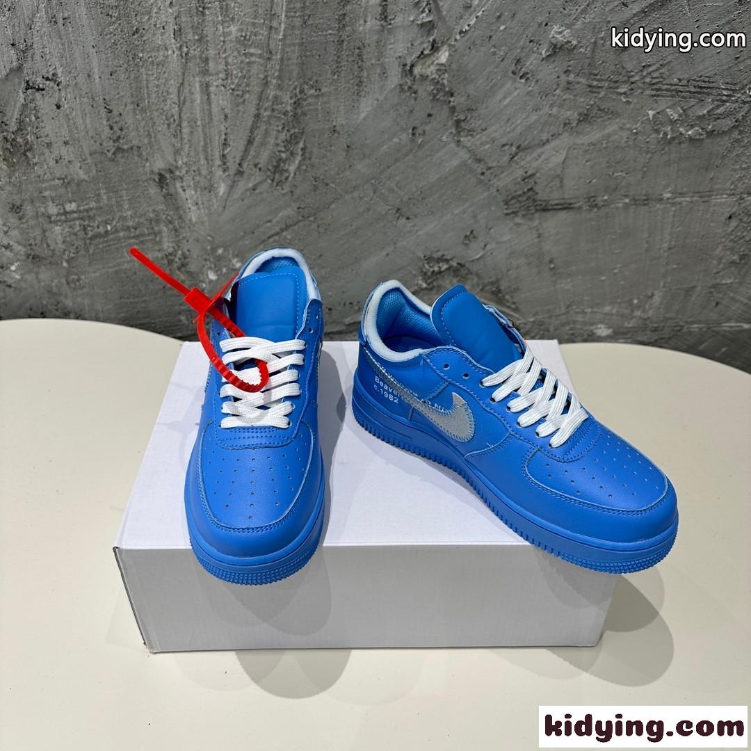 大人気 OFF-WHITE X Air Force 1 オフホワイト スニーカー コピー ブルー-2
