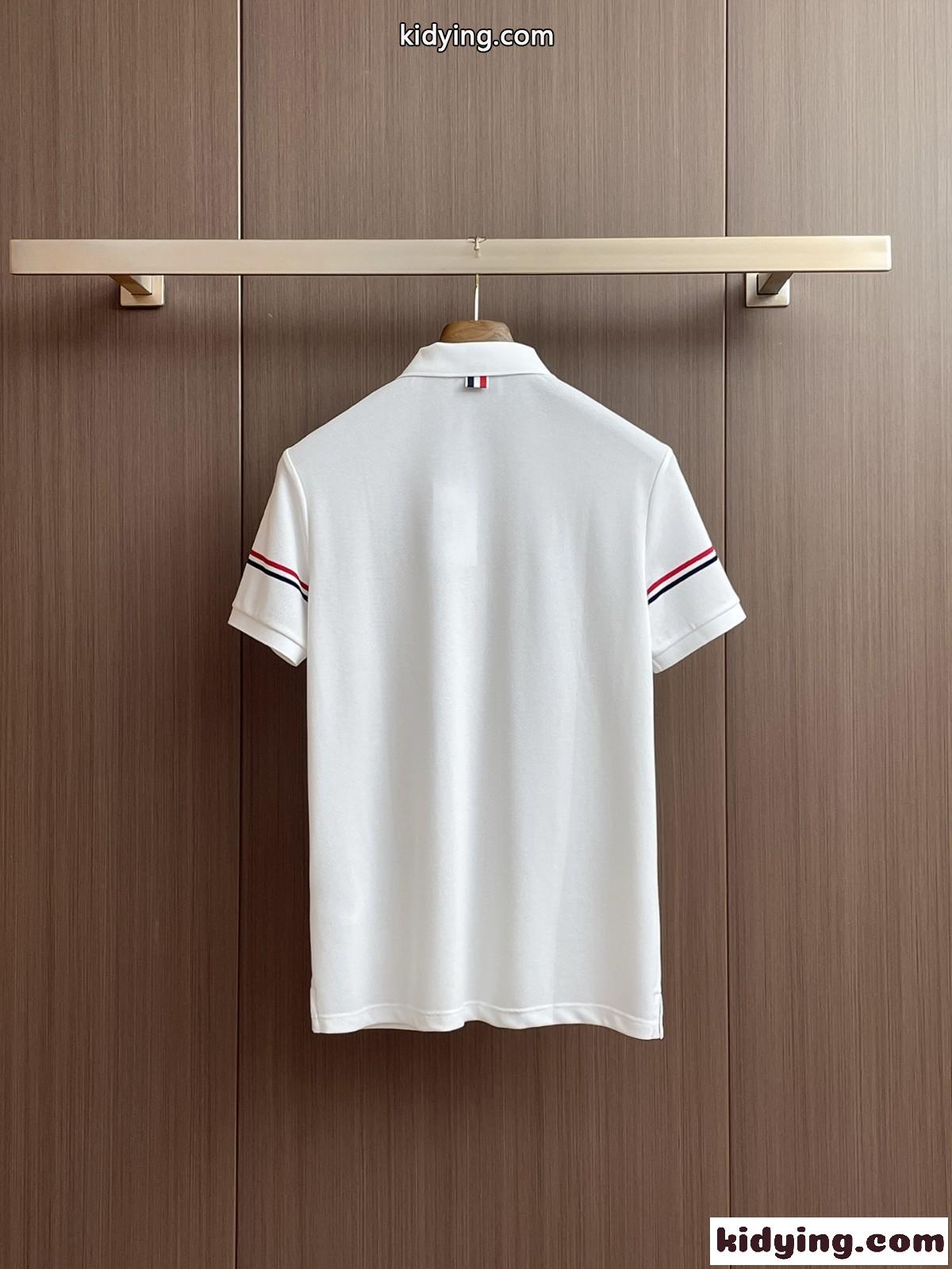 トムブラウン Tシャツ コピー カジュアル コットン 半袖ポロシャツ ホワイト-3