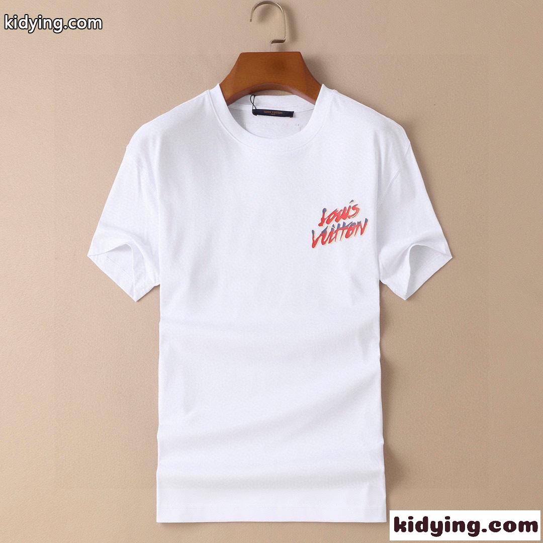 おしゃれ カジュアル プリント 柔らかい 快適 ルイ・ヴィトン tシャツ コピー クルーネック 半袖 トップス-1