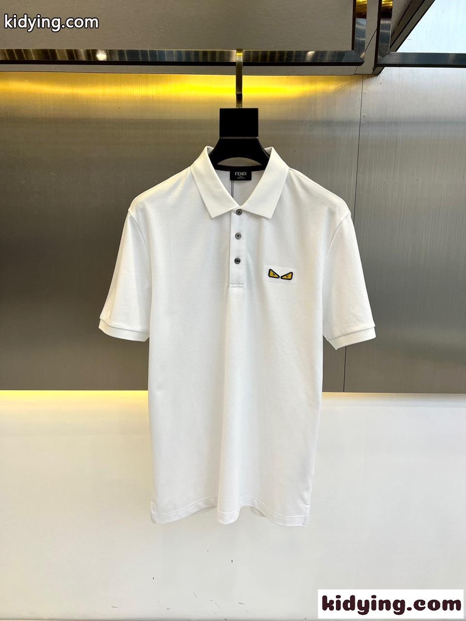 カジュアル 定番 フェンディ Tシャツ コピー 半袖 ポロシャツ ホワイト-0