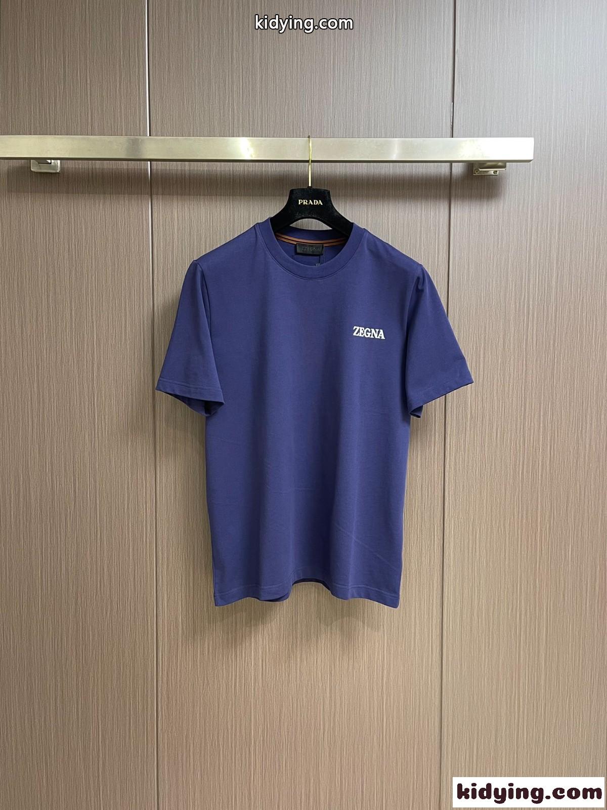 シンプル ロゴ クルーネック 半袖Tシャツ エルメネジルド・ゼニア Tシャツ コピー-1