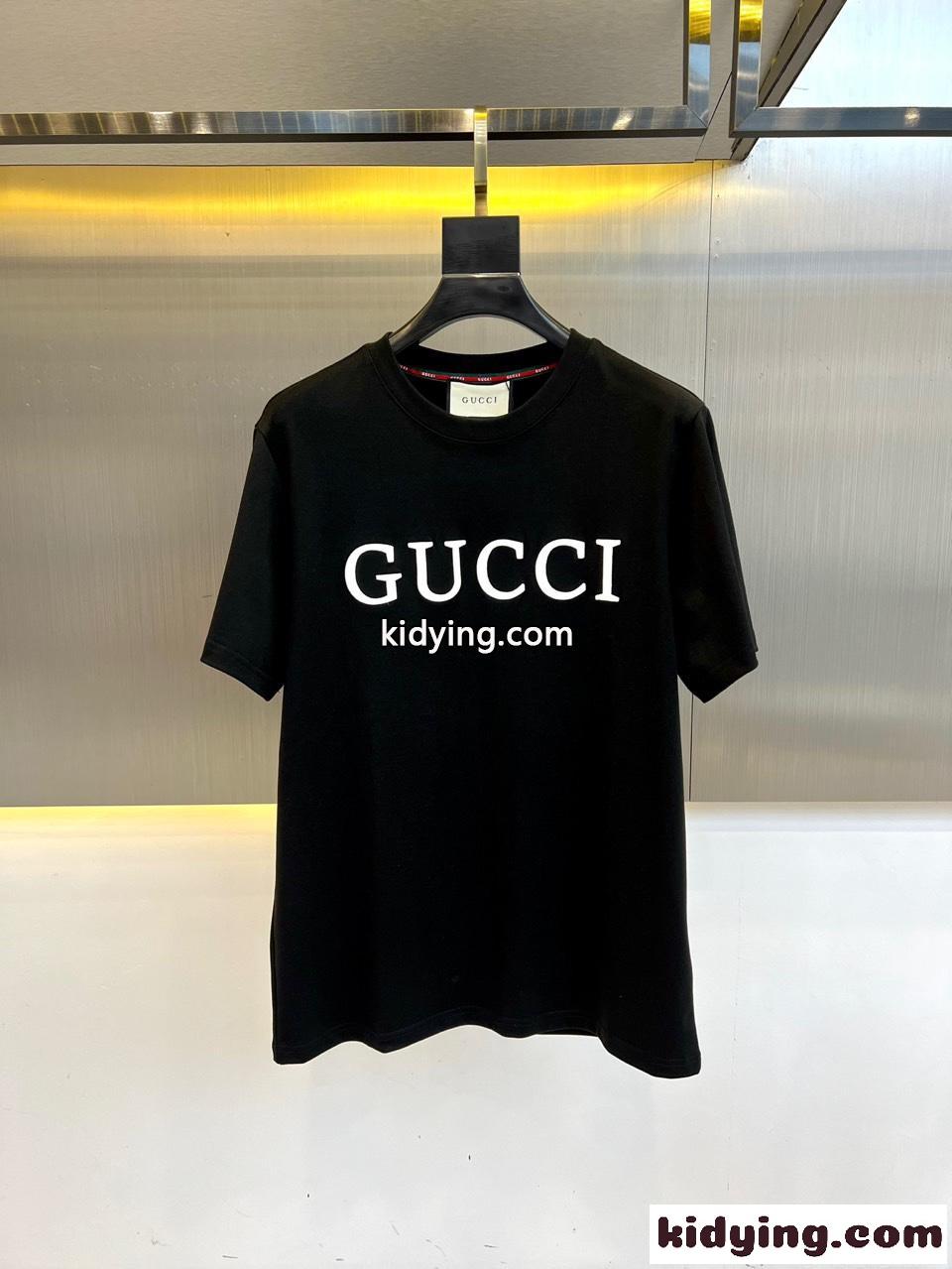シンプル コットン クルーネック 半袖Tシャツ グッチ Tシャツ 偽物 ブラック-0