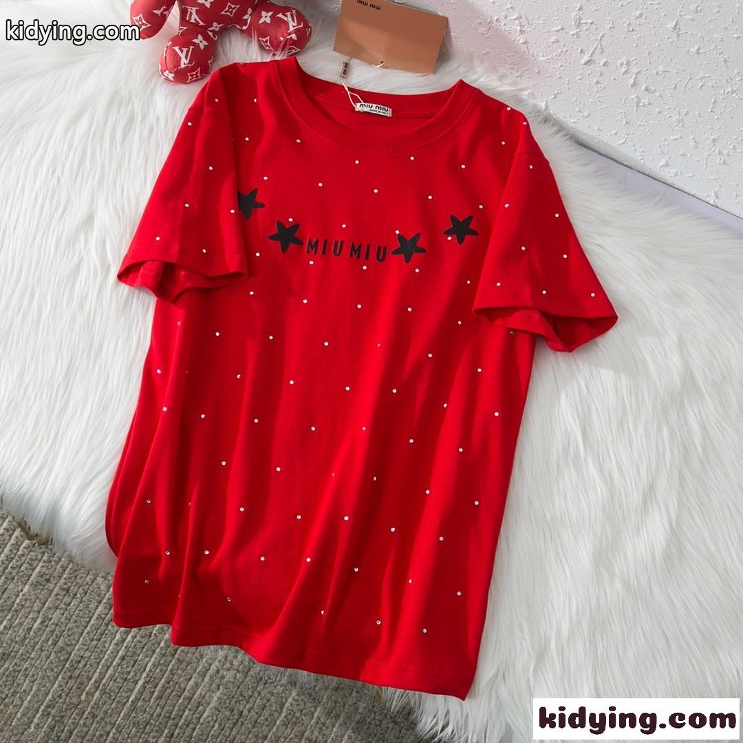 ゆったり 体型カバー おしゃれ カジュアル ミュウミュウ 半袖tシャツ コピー コット ン着心地いい トップス-2