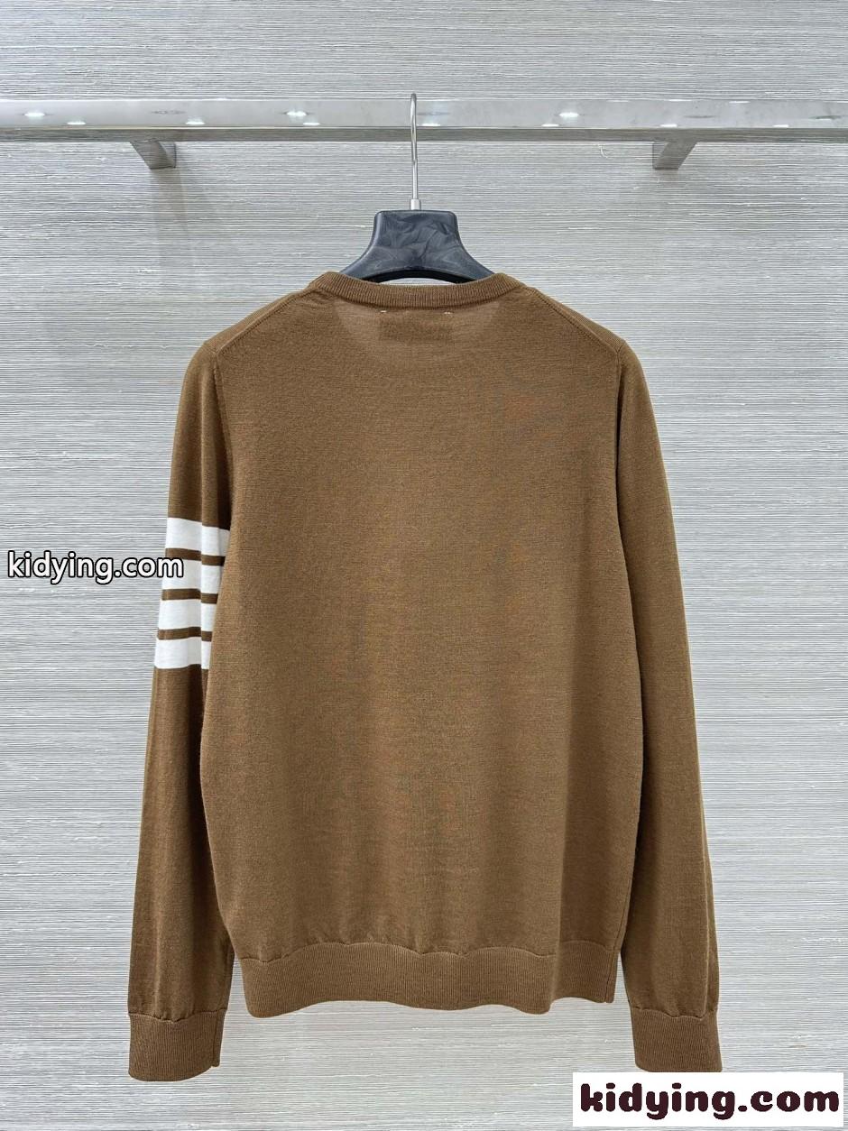 4BAR メリノウール クルーネックニット トムブラウン セーター 偽物 キャメル-3