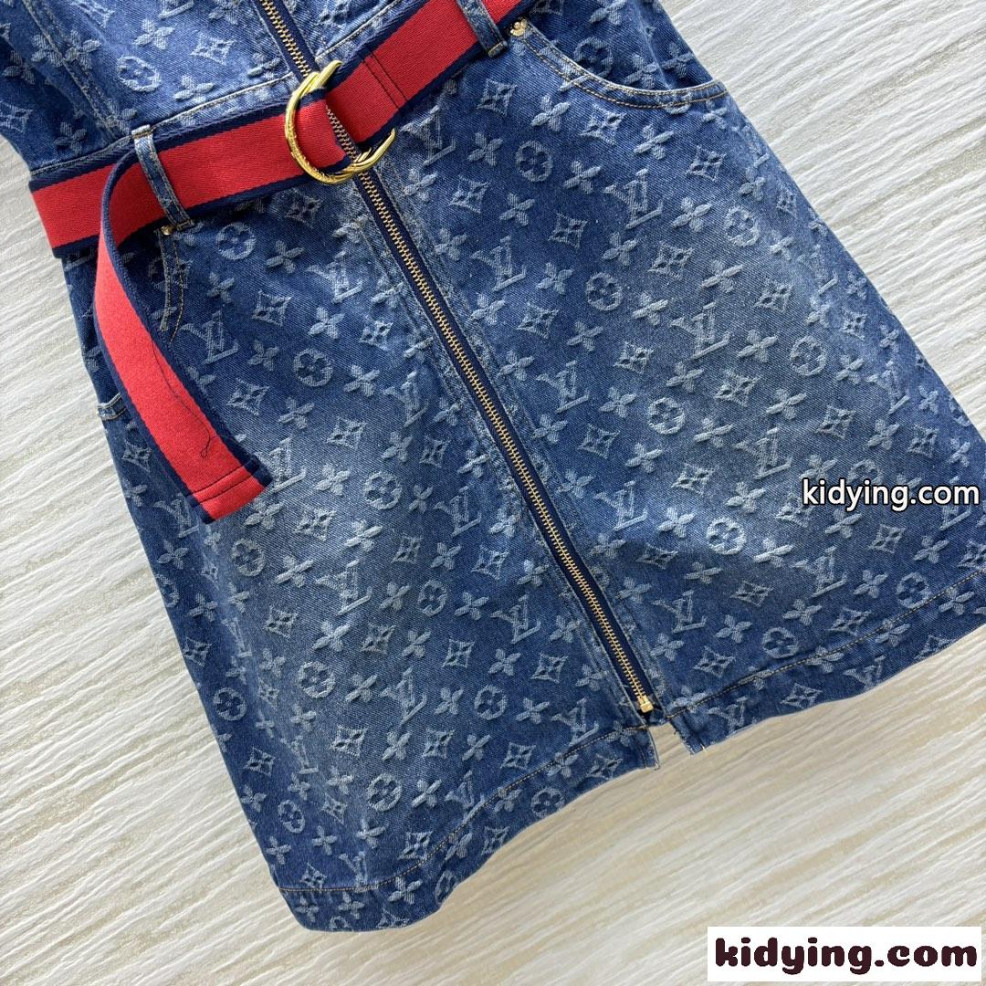LV x ACモノグラムドレス ルイヴィトン ワンピース コピー デニム ノースリーブ-3