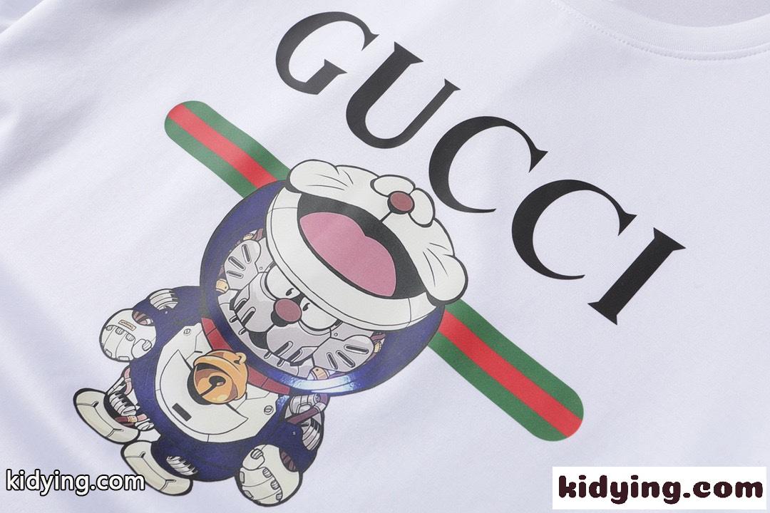 グッチ 半袖Tシャツ コピー シルケット加工 クルーネック 遊び心いっぱい 可愛いド ラえもん プリント トップス-4