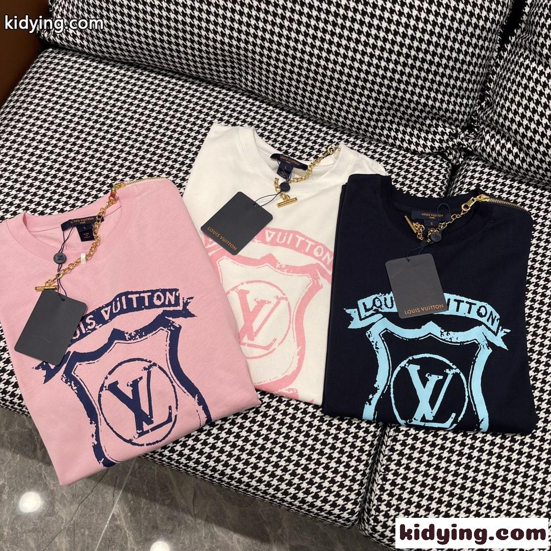 おしゃれ プリント クルーネック ルイ・ヴィトン Tシャツ コピー 快適 半袖 トップス-0