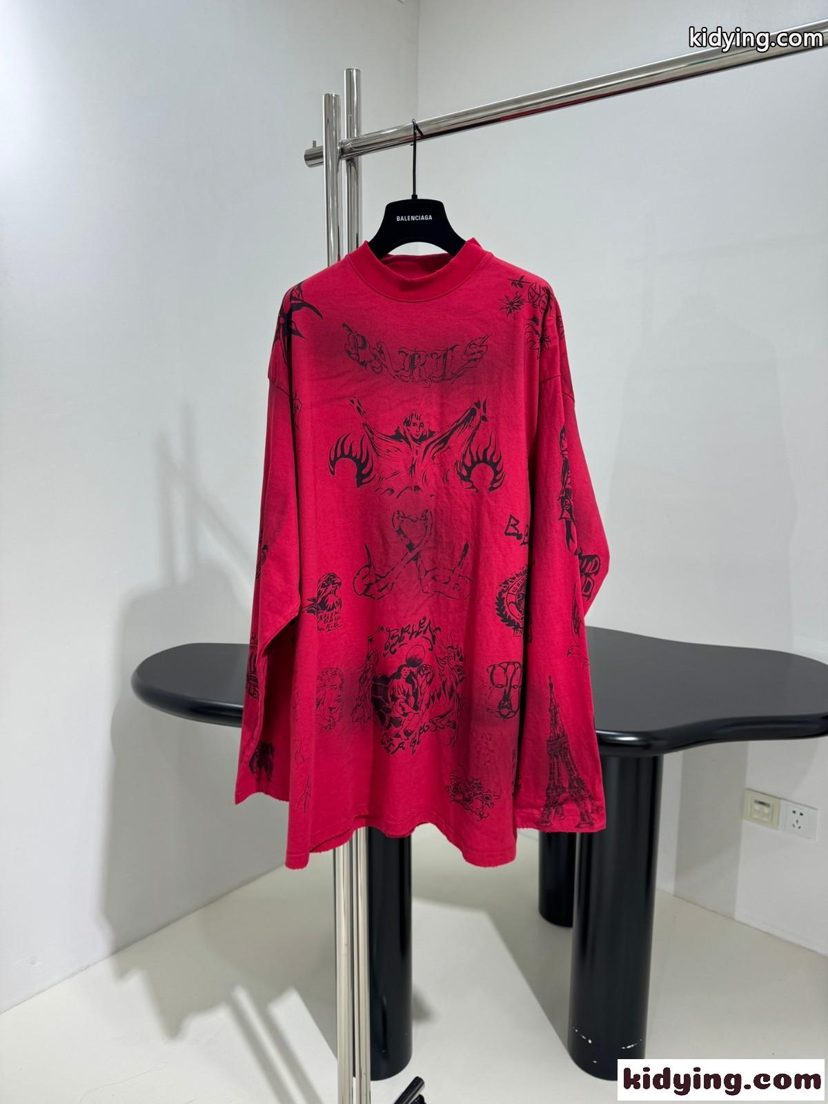 バレンシアガ 長袖Tシャツ オーバーサイズ ロングスリーブTシャツ コピー ユニセックス-0