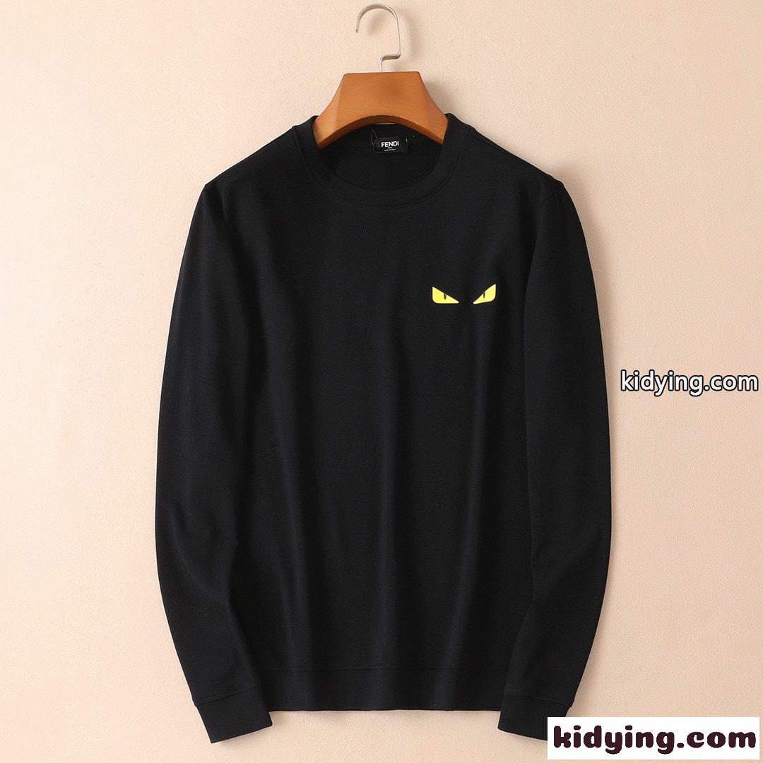 ベーシック ファッション フェンディ  tシャツ メンズ コピー プルオーバー 長袖 ホワイト ブラック 柔らかい 裏起毛-2