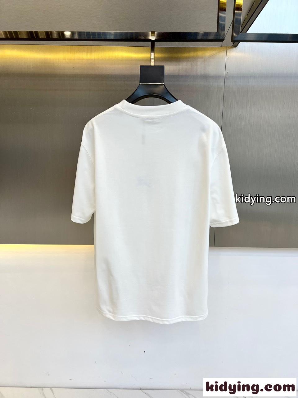 シンプル コットン 半袖Tシャツ バーバリー Tシャツ コピー クルーネック ホワイト-3