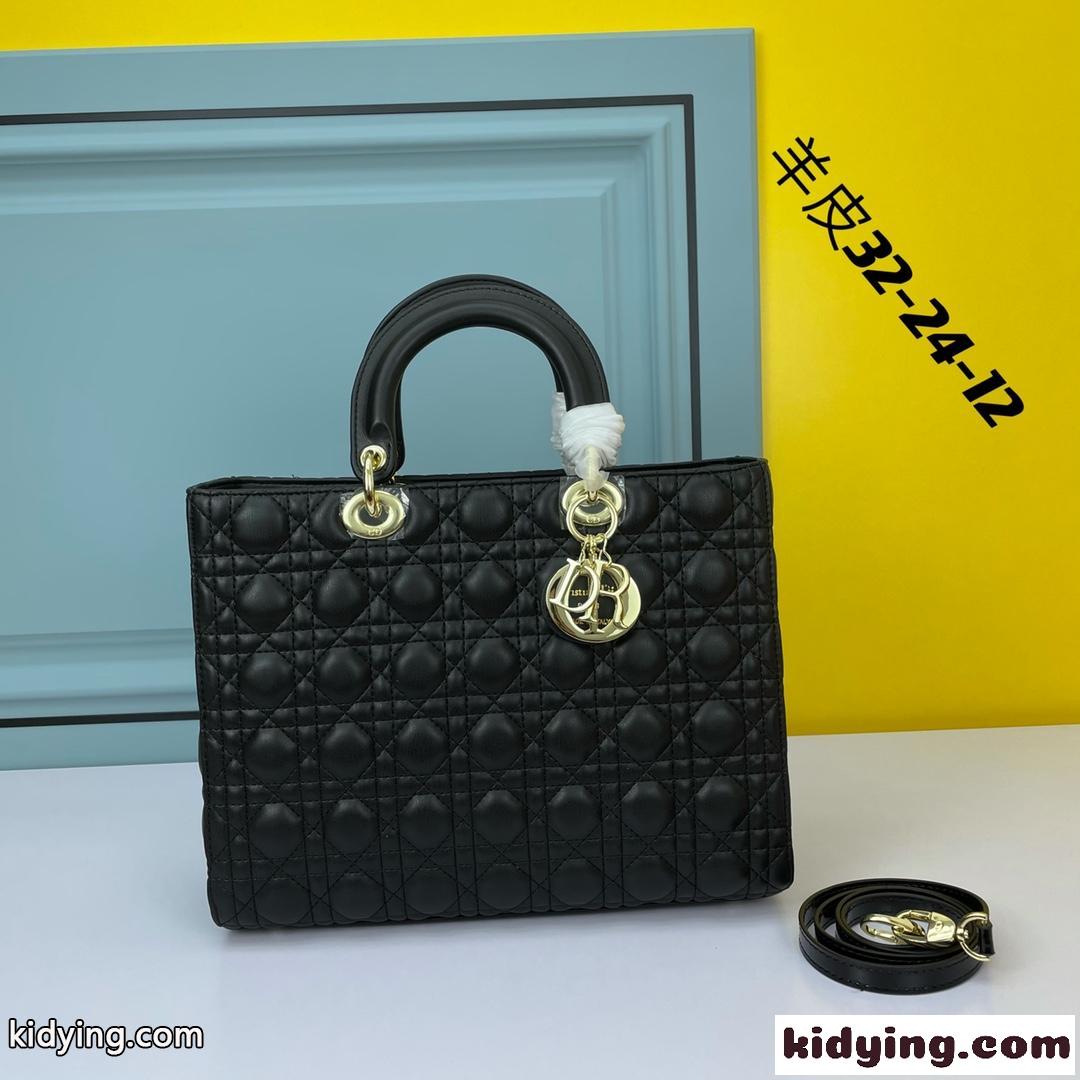 クリスチャン・ディオール スーパーコピー ラムスキン LADY DIOR ラージバッグ ブラック-1