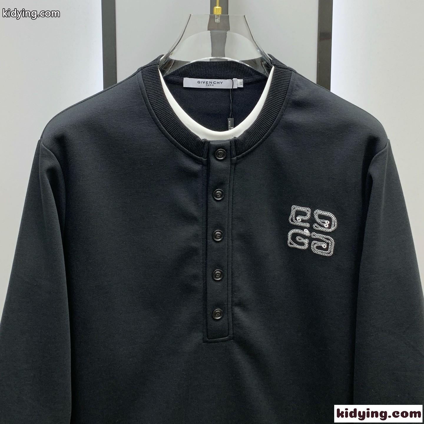 お洒落 重ね着風 スウェットシャツ ジバンシィ Tシャツ コピー ブラック-2